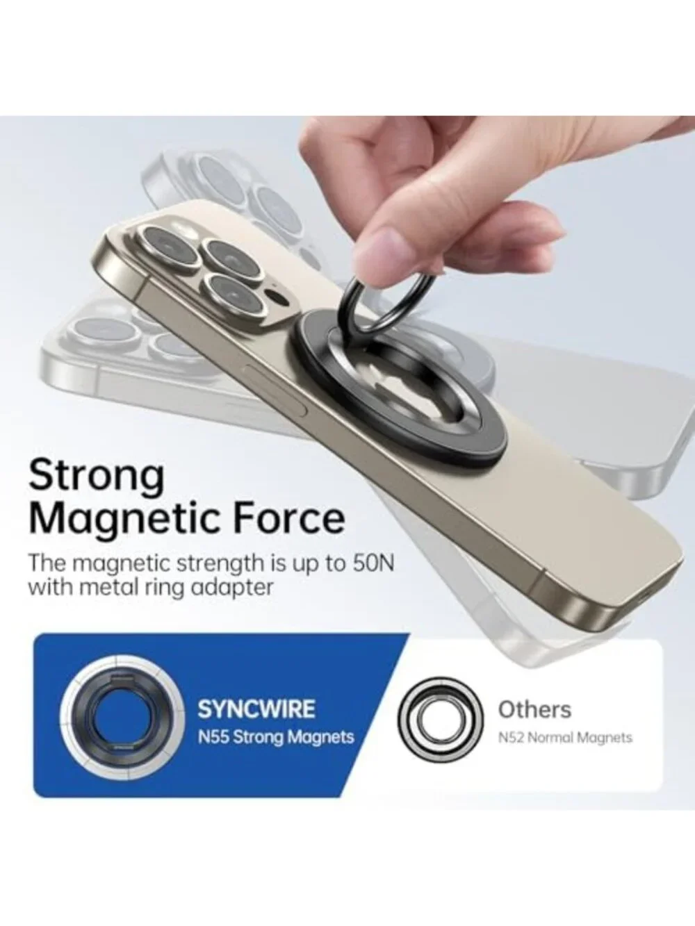 Magnetic Phone Grip Ring Holder for MagSafe Compatible Devices - Secure